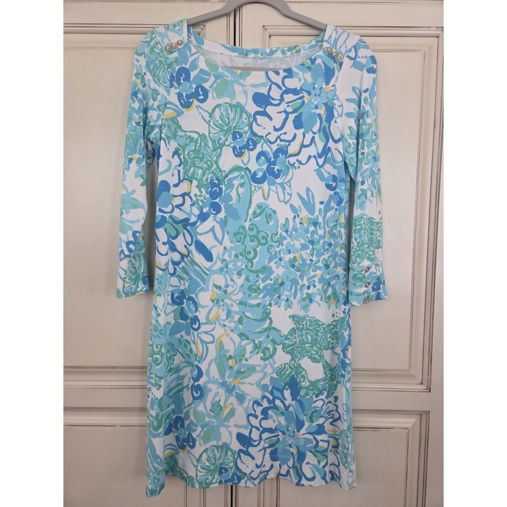 Lilly Pulitzer Sophiletta Dress Women's Small Blue Green Preppy Coastal Sophia